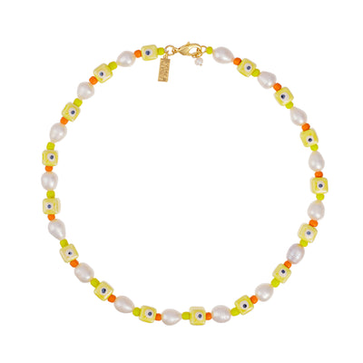 Eye Spy Pearl Necklace - Yellow