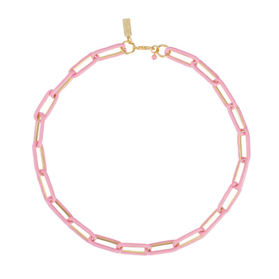 Enamel Chain Necklace - Pink
