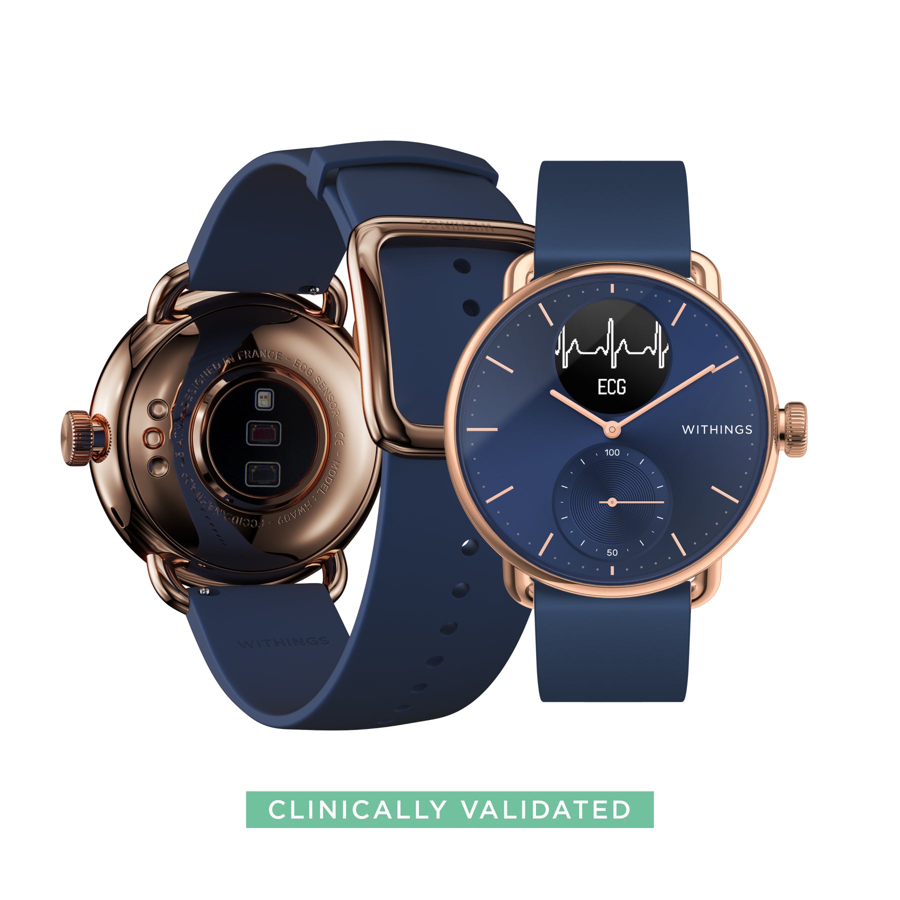 Withings Scanwatch 38mm - Rose Gold Blue, Blue Wristband – Oxygen