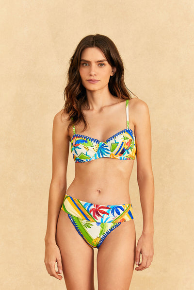 farm rio Bahia Mixed Scarves Bikini Bottom.