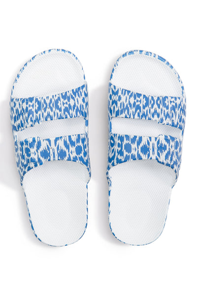 freedom moses ikat blue slides