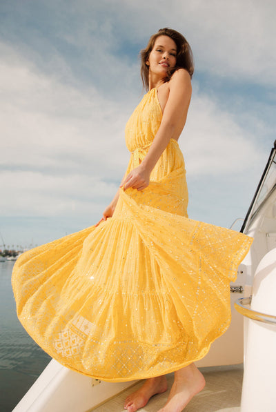 sundress LONG DRESS PUEBLA YELLOW