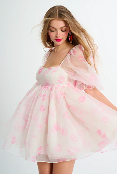 Selkie Kiss on the Lips Silk Gauze Puff Dress