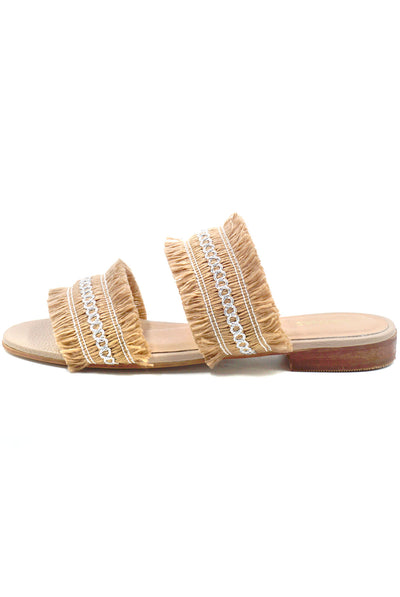Kaanas Yassica Frayed Sandal in Champagne