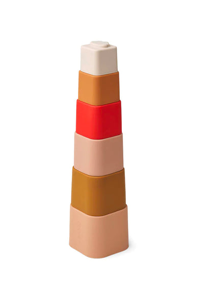 LIEWOOD ZUZU STACKING CUPS - APPLE RED MULTI MIX