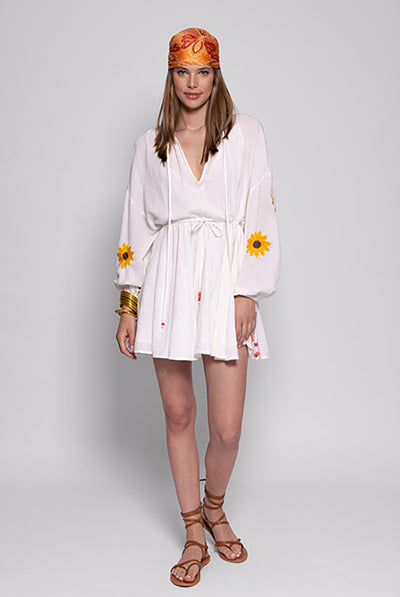 SUNDRESS Lelia White Sunflower Dress